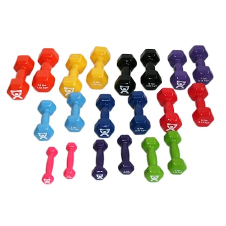 Fabrication Enterprises Cando Vinyl Coated Dumbbell- 20 Piece Set, 20PK 10-0565